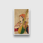 Lady Playing The Tanpura Painting - Meri Deewar 1 : 2 Vertical Premium Wall Art Canvas by MeriDeewar