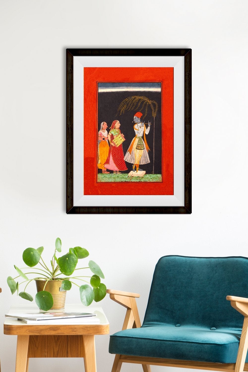 Lahula Ragaputra, Son of Dipak Raga, Folio from a Ragamala (Garland of Melodies) Painting - Meri Deewar 3 : 4.2 Vertical Premium Wall Art Canvas by MeriDeewar