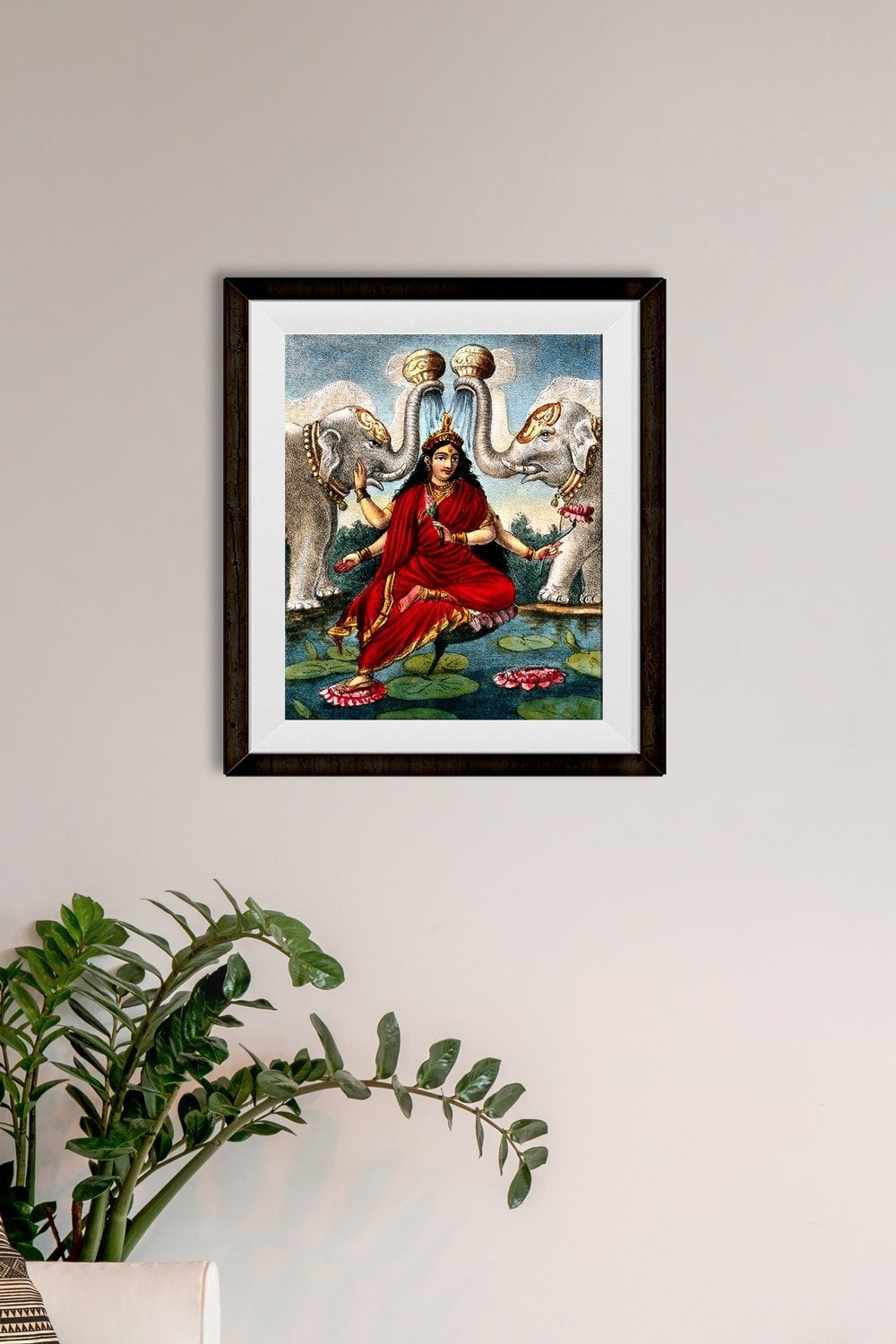 Lakshmi being anointed by the elephants of the directions Painting - Meri Deewar 4 :5 Vertical Premium Wall Art Canvas by MeriDeewar