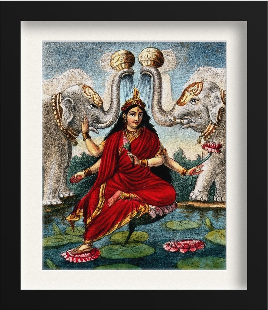Lakshmi being anointed by the elephants of the directions Painting - Meri Deewar 4 :5 Vertical Premium Wall Art Canvas by MeriDeewar