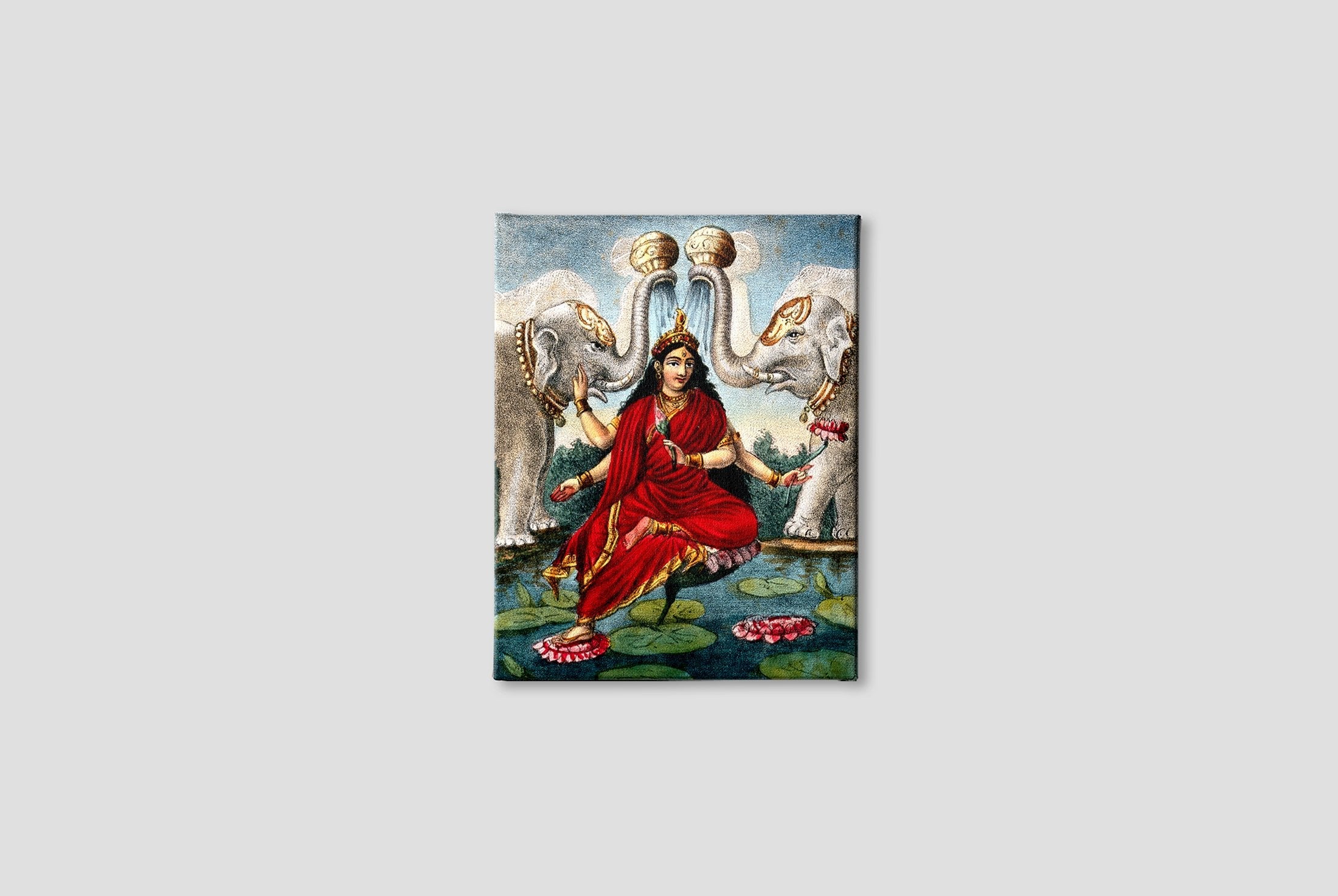 Lakshmi being anointed by the elephants of the directions Painting - Meri Deewar 4 :5 Vertical Premium Wall Art Canvas by MeriDeewar