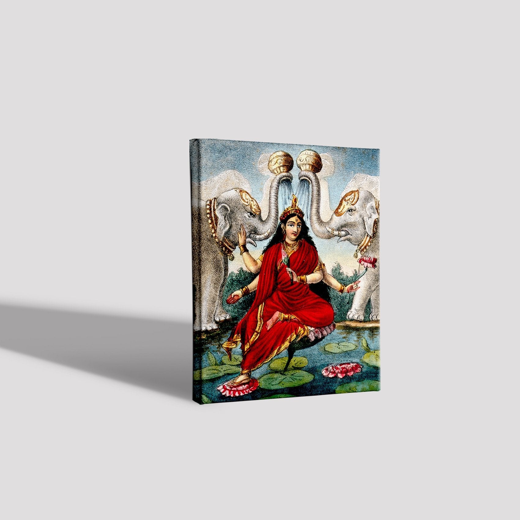 Lakshmi being anointed by the elephants of the directions Painting - Meri Deewar 4 :5 Vertical Premium Wall Art Canvas by MeriDeewar