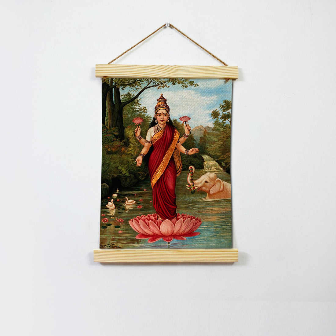 Lakshmi Hanging Canvas Painting - Meri Deewar Hanging Canvas Premium Wall Art Canvas by MeriDeewar