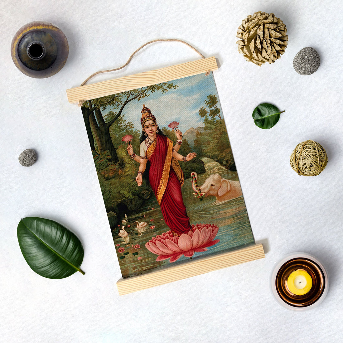 Lakshmi Hanging Canvas Painting - Meri Deewar Hanging Canvas Premium Wall Art Canvas by MeriDeewar