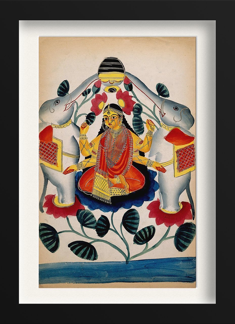 Lakshmi lustrated by two elephants Painting - Meri Deewar 2 : 3 Vertical Premium Wall Art Canvas by MeriDeewar