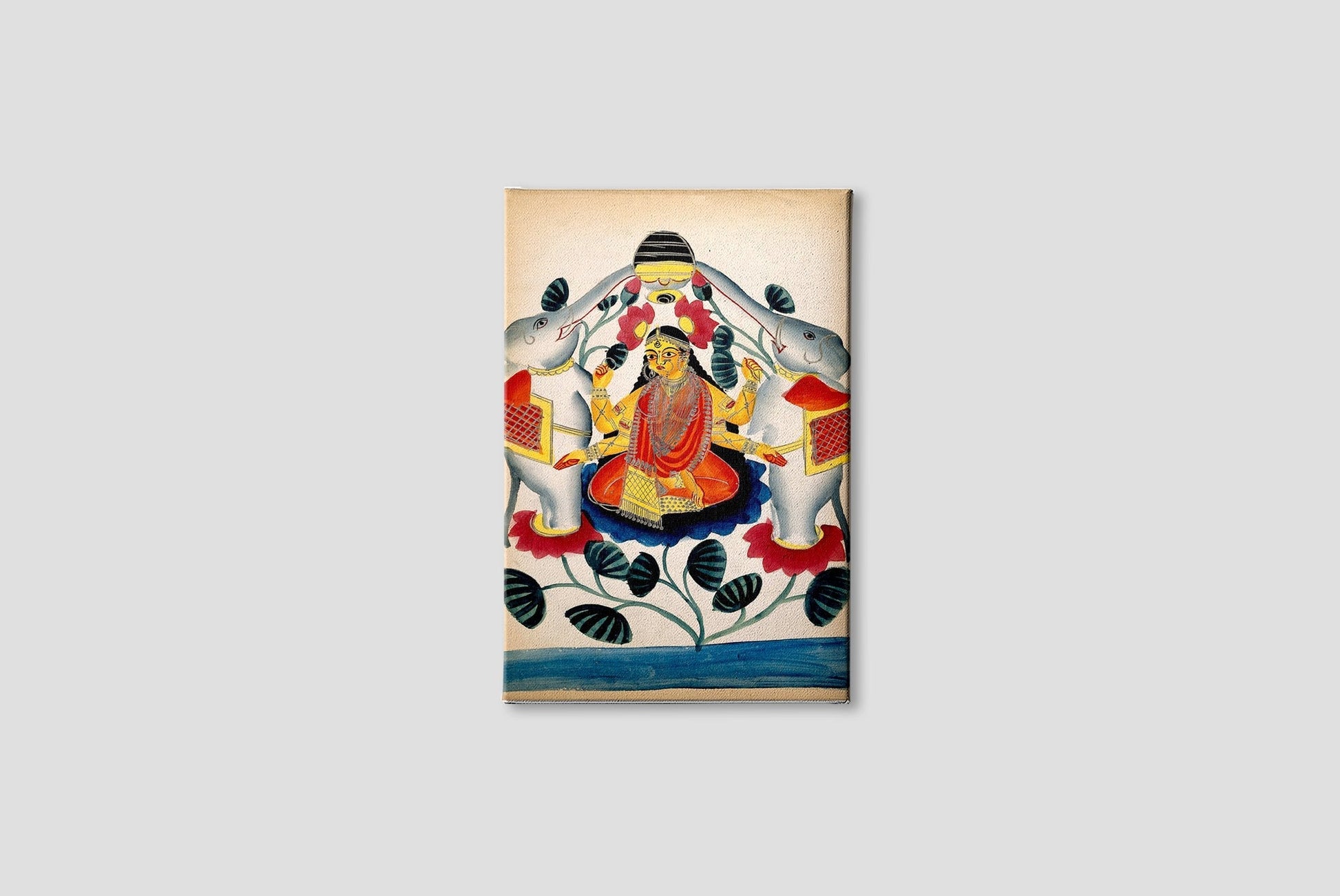 Lakshmi lustrated by two elephants Painting - Meri Deewar 2 : 3 Vertical Premium Wall Art Canvas by MeriDeewar