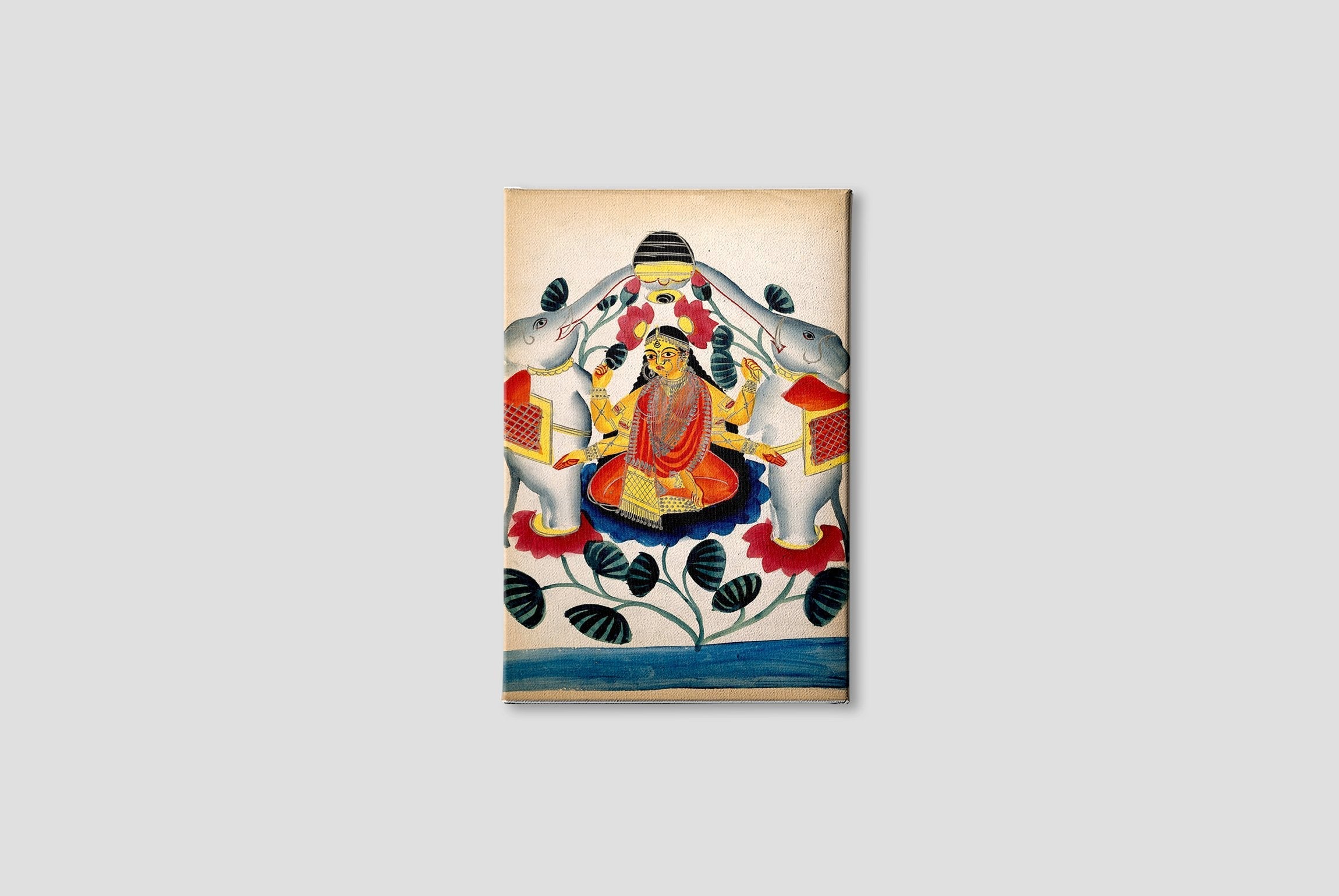 Lakshmi lustrated by two elephants Painting - Meri Deewar 2 : 3 Vertical Premium Wall Art Canvas by MeriDeewar