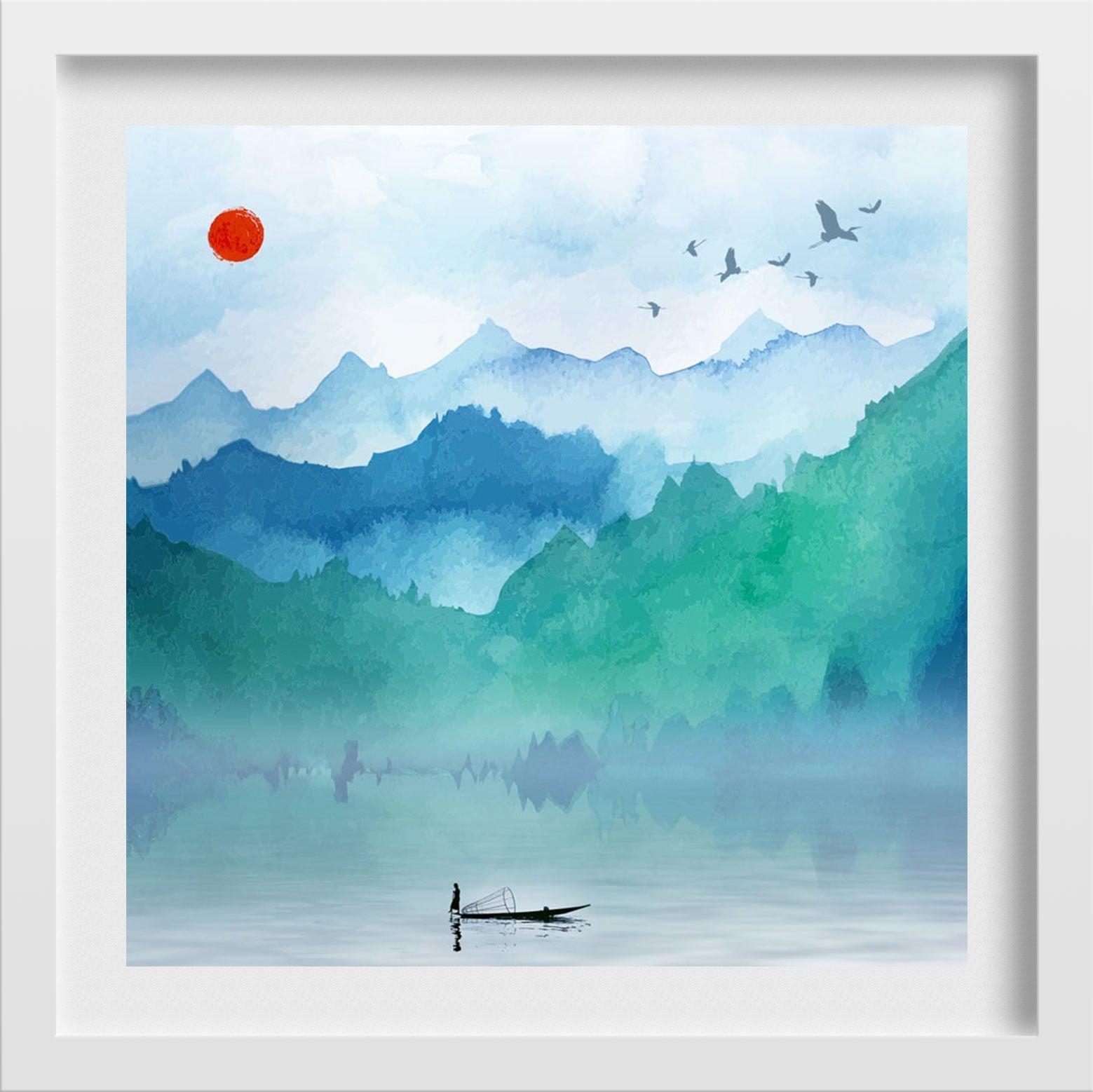 Landscape Painting Wall Art - Meri Deewar 1 : 1 Square Premium Wall Art Canvas by MeriDeewar