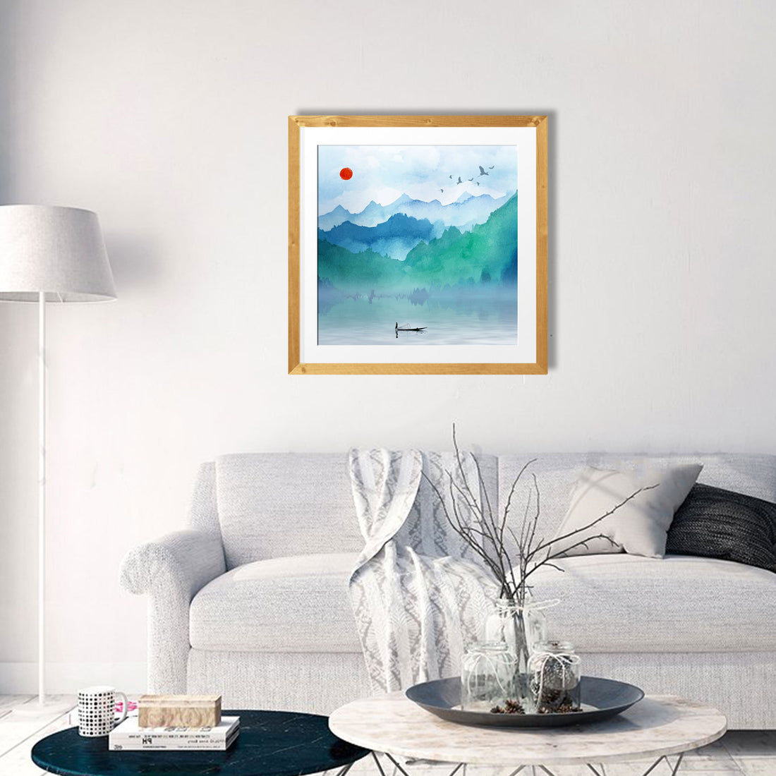 Landscape Painting Wall Art - Meri Deewar 1 : 1 Square Premium Wall Art Canvas by MeriDeewar