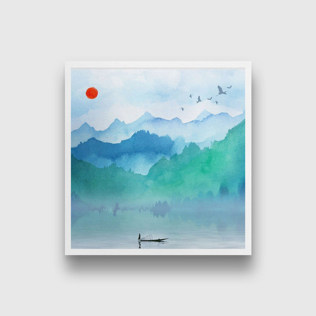Landscape Painting Wall Art - Meri Deewar 1 : 1 Square Premium Wall Art Canvas by MeriDeewar