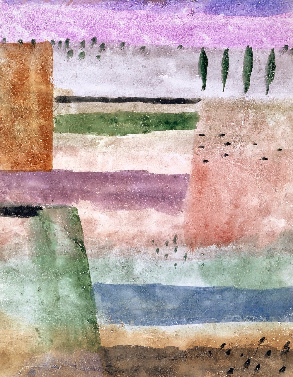 Landscape with Poplars painting - Meri Deewar 4 :5 Vertical Premium Wall Art Canvas by MeriDeewar