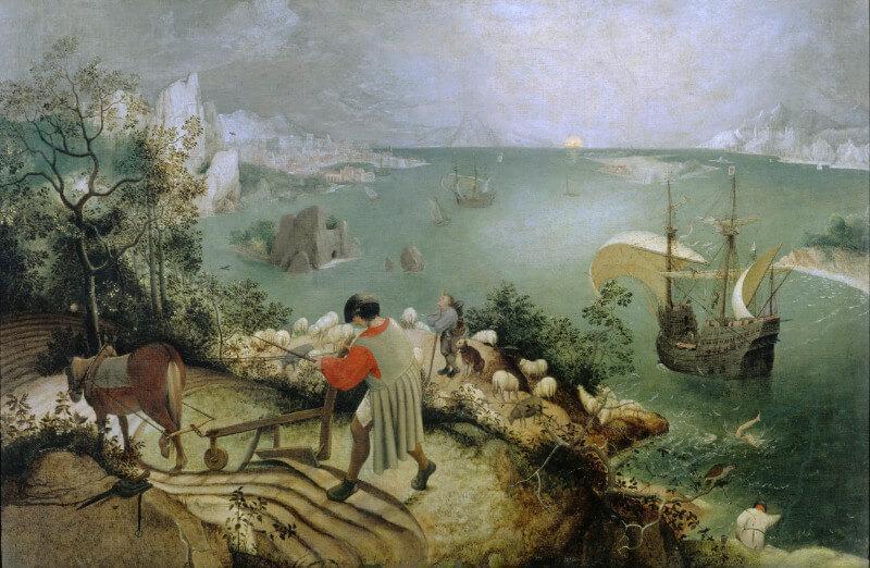 Landscape With The Fall Of Icarus Painting - Meri Deewar 3 : 2 Horizontal Premium Wall Art Canvas by MeriDeewar
