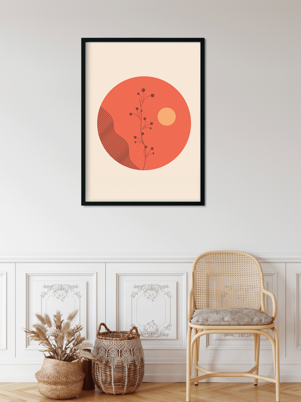 Landscapes Boho modern nature Painting 4 X 5.5 Vertical Premium Wall Art Canvas by MeriDeewar
