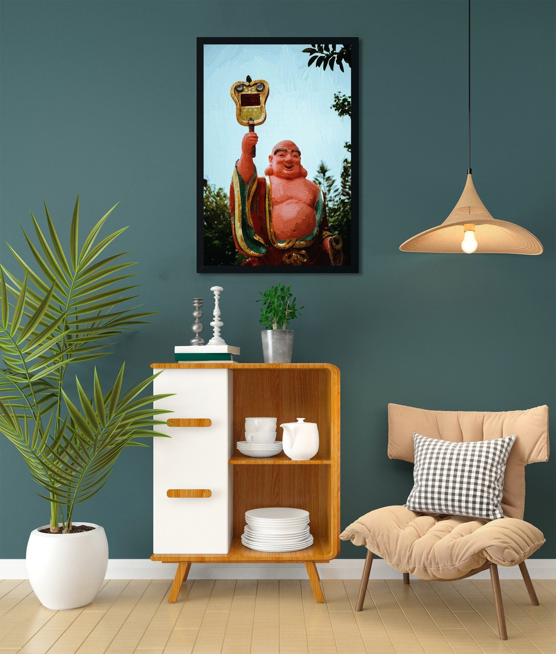 Laughing Buddha Painting - Meri Deewar 2 : 3 Vertical Premium Wall Art Canvas by MeriDeewar
