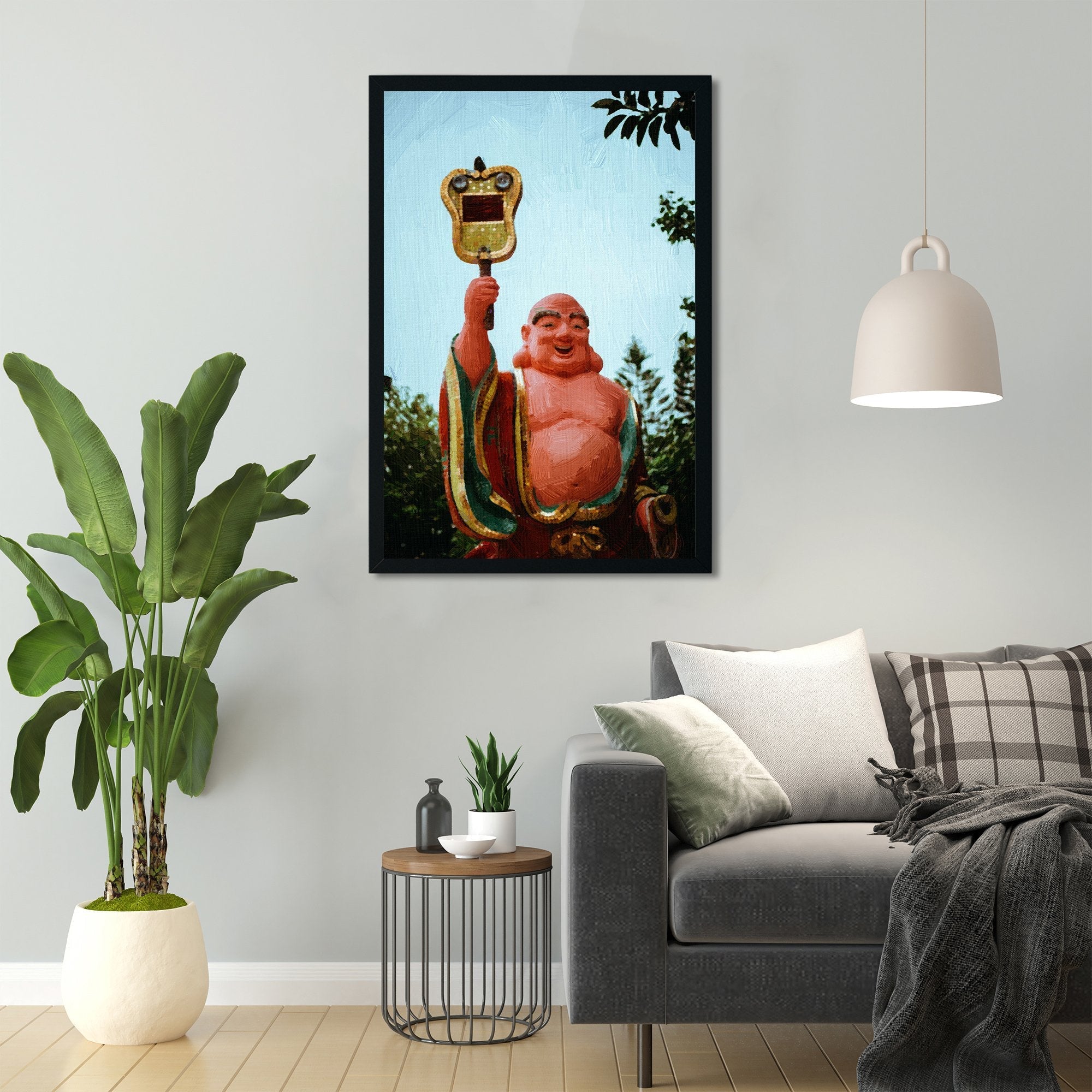 Laughing Buddha Painting - Meri Deewar 2 : 3 Vertical Premium Wall Art Canvas by MeriDeewar