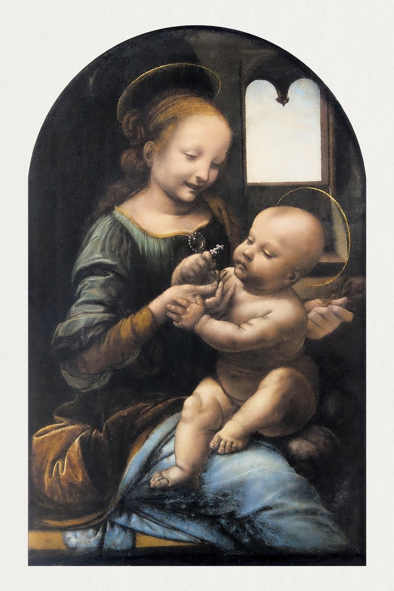 Leonardo da Vinci's Benois Madonna Painting - Meri Deewar 2 : 3 Vertical Premium Wall Art Canvas by MeriDeewar