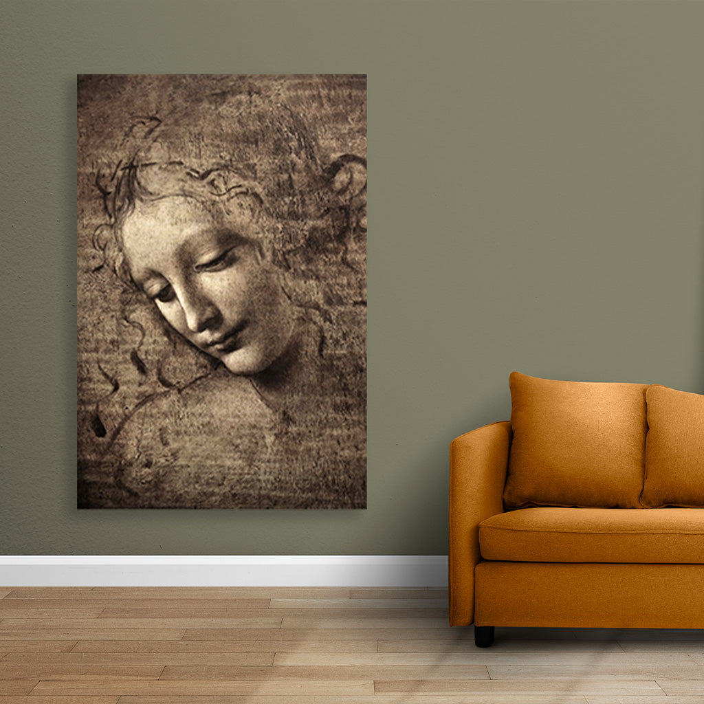 Leonardo da Vinci's La Scapigliata Painting - Meri Deewar 2 : 3 Vertical Premium Wall Art Canvas by MeriDeewar