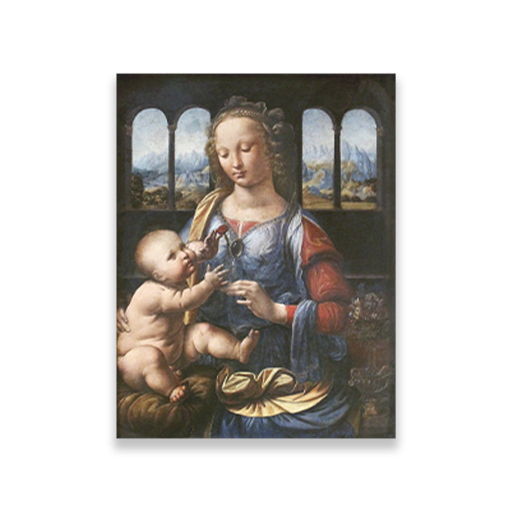 Leonardo da Vinci's Madonna of the Carnation Painting - Meri Deewar 3 : 4 Vertical Premium Wall Art Canvas by MeriDeewar