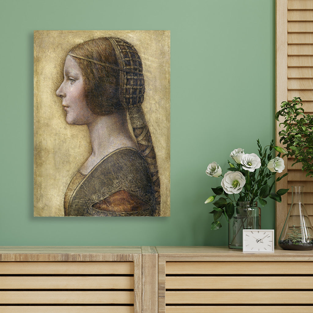 Leonardo da Vinci's Profile of a Young Fiancée Painting - Meri Deewar 3 : 4 Vertical Premium Wall Art Canvas by MeriDeewar