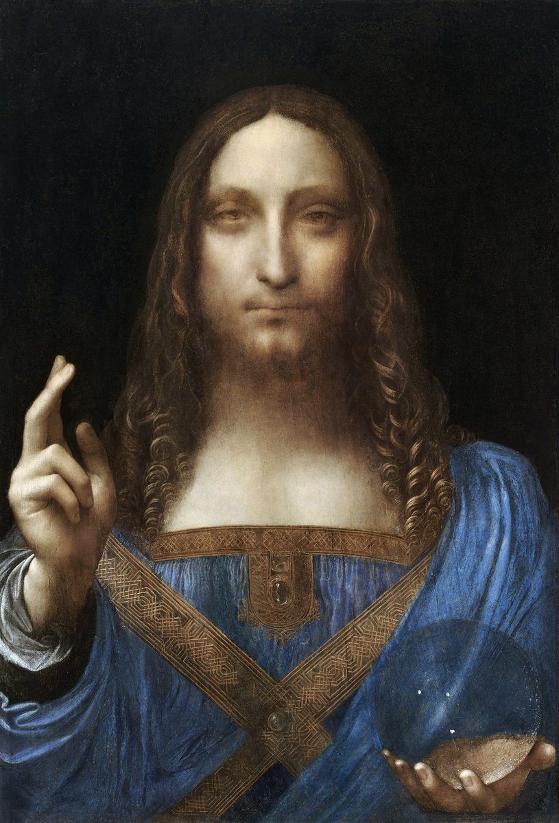 Leonardo da Vinci's Salvator Mundi Painting - Meri Deewar 2 : 3 Vertical Premium Wall Art Canvas by MeriDeewar