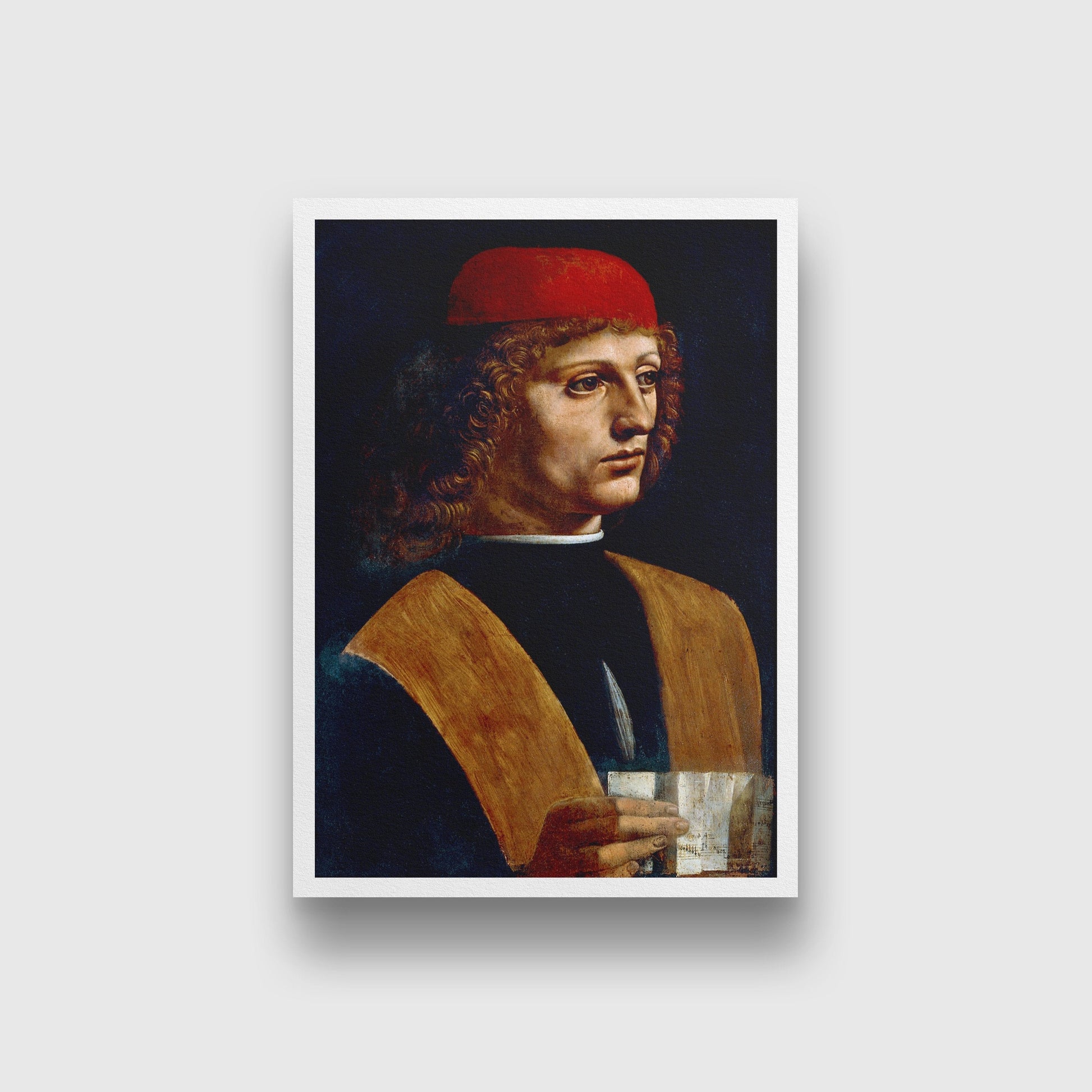 Leonardo da Vinci's The Portrait of a Musician Painting - Meri Deewar 2 : 3 Vertical Premium Wall Art Canvas by MeriDeewar