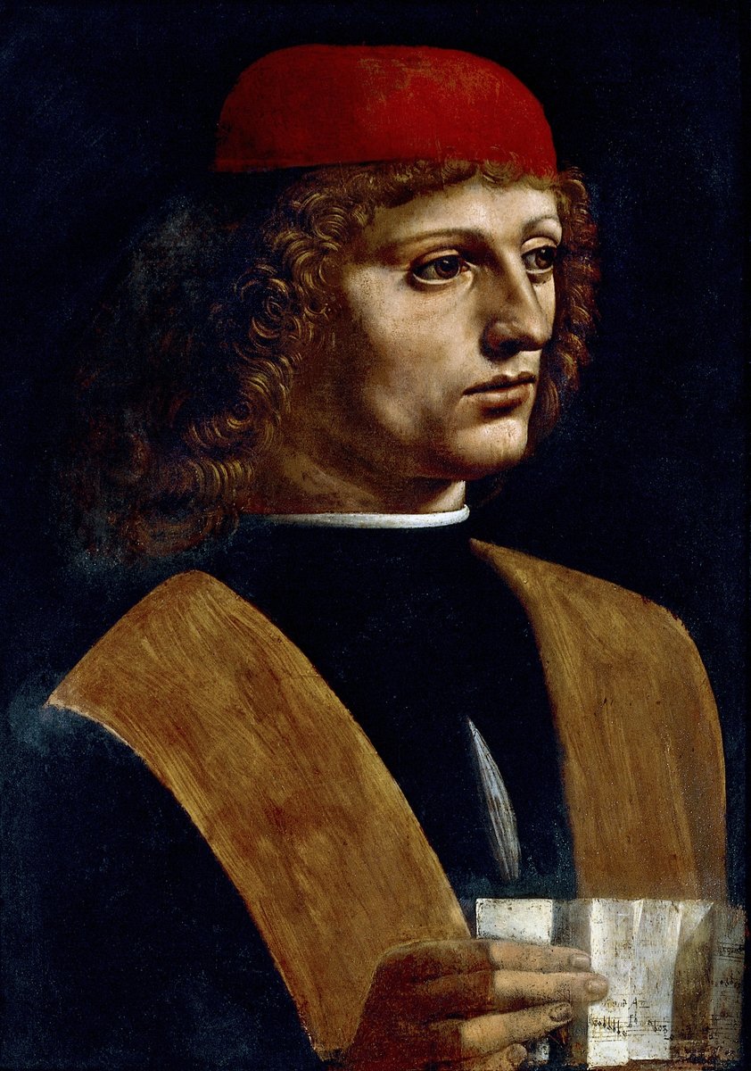 Leonardo da Vinci's The Portrait of a Musician Painting - Meri Deewar 2 : 3 Vertical Premium Wall Art Canvas by MeriDeewar
