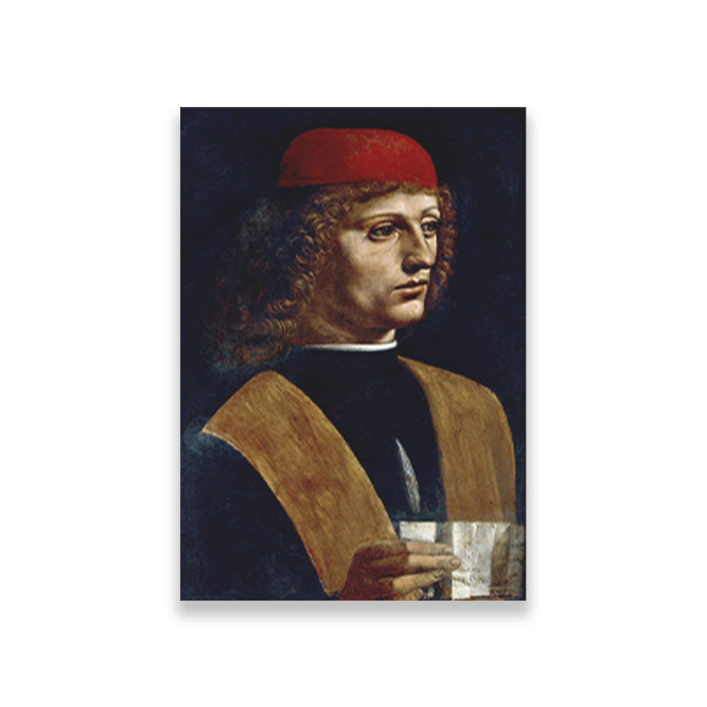 Leonardo da Vinci's The Portrait of a Musician Painting - Meri Deewar 2 : 3 Vertical Premium Wall Art Canvas by MeriDeewar