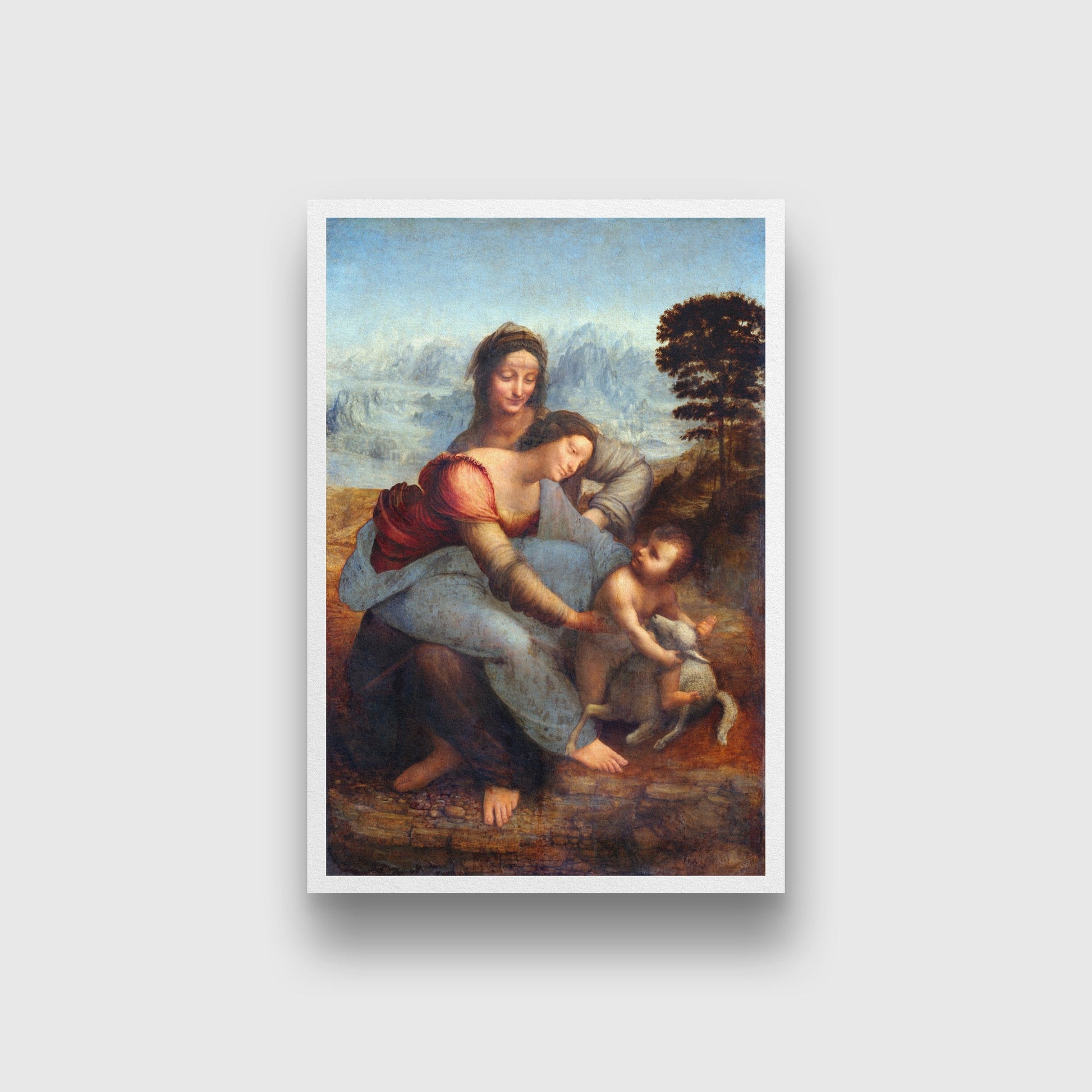 Leonardo da Vinci's The Virgin and Child with Saint Anne Painting - Meri Deewar 2 : 3 Vertical Premium Wall Art Canvas by MeriDeewar