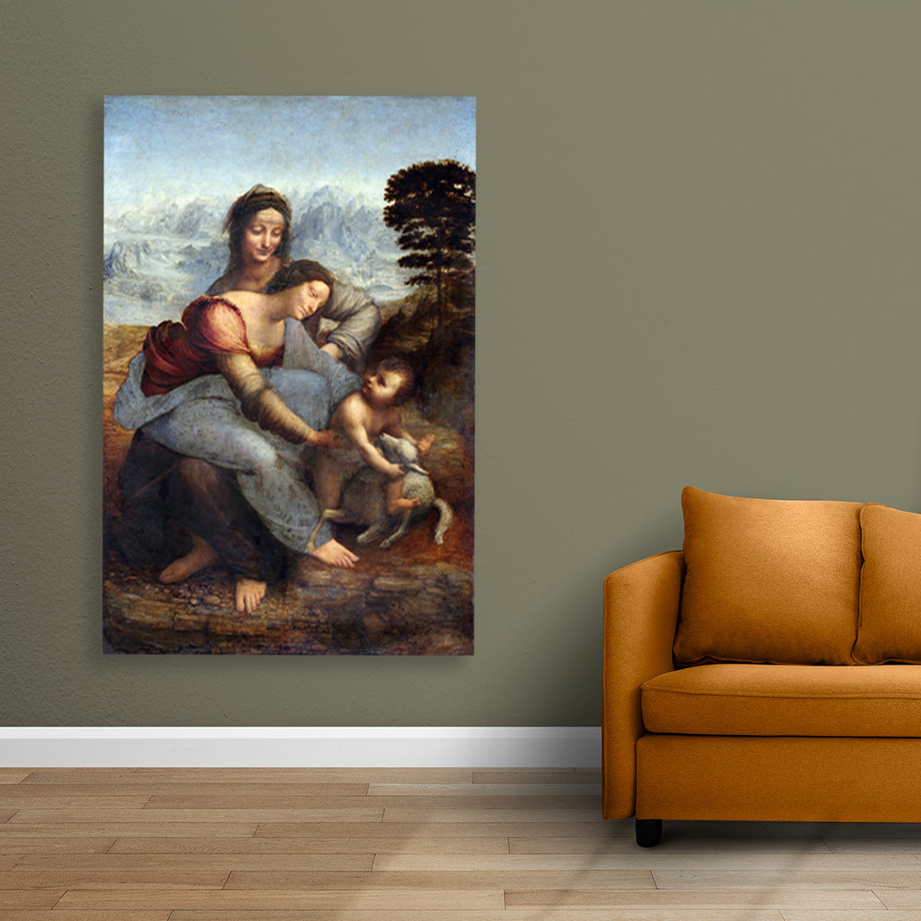 Leonardo da Vinci's The Virgin and Child with Saint Anne Painting - Meri Deewar 2 : 3 Vertical Premium Wall Art Canvas by MeriDeewar