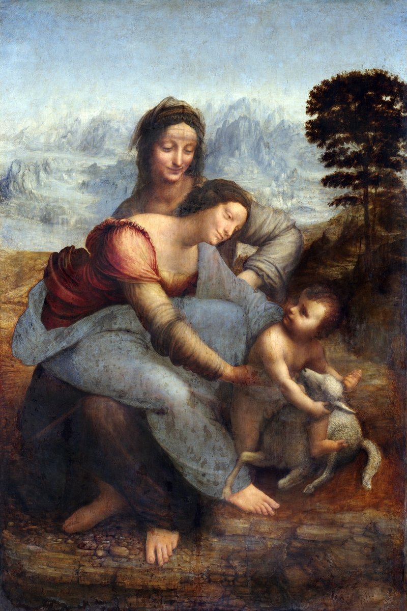 Leonardo da Vinci's The Virgin and Child with Saint Anne Painting - Meri Deewar 2 : 3 Vertical Premium Wall Art Canvas by MeriDeewar