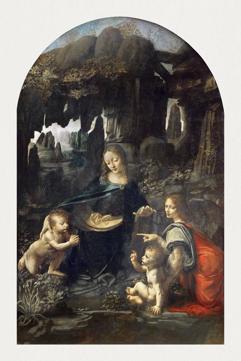 Leonardo da Vinci's Virgin of the Rocks Painting - Meri Deewar 2 : 3 Vertical Premium Wall Art Canvas by MeriDeewar