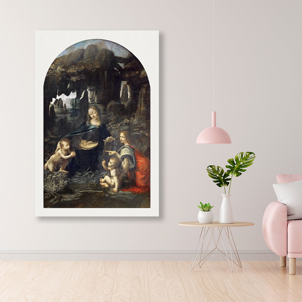 Leonardo da Vinci's Virgin of the Rocks Painting - Meri Deewar 2 : 3 Vertical Premium Wall Art Canvas by MeriDeewar