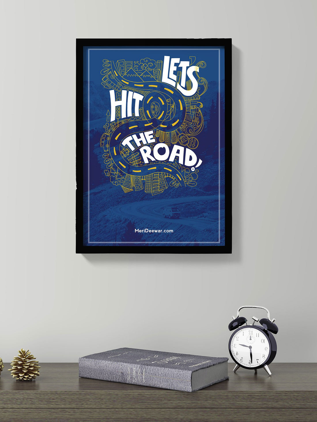 Let's hit the road travel Poster Poster A3 / Poster Premium Wall Art Canvas by MeriDeewar