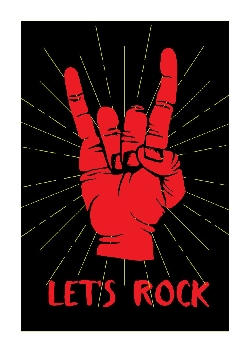 Let's Rock Poster Poster A3 / Poster Premium Wall Art Canvas by MeriDeewar