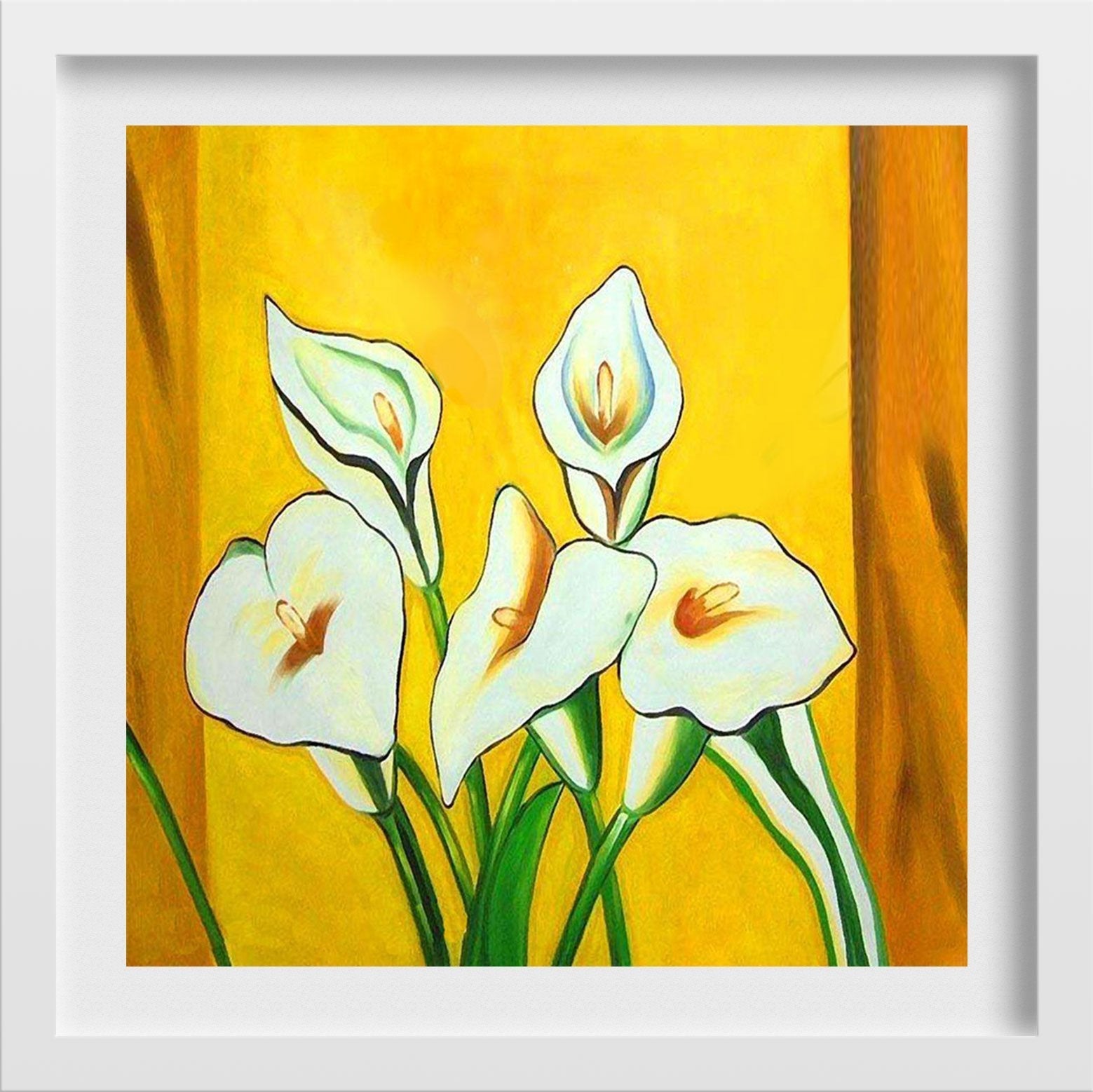 Lily Flower Painting - Meri Deewar 1 : 1 Square Premium Wall Art Canvas by MeriDeewar