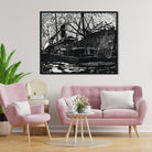 Liner and Tug Painting - MeriDeewar 4 :5 Vertical Premium Wall Art Canvas by MeriDeewar