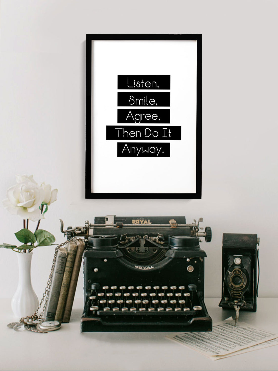 Listen, Smile, Agree_ Poster Poster A3 / Poster Premium Wall Art Canvas by MeriDeewar