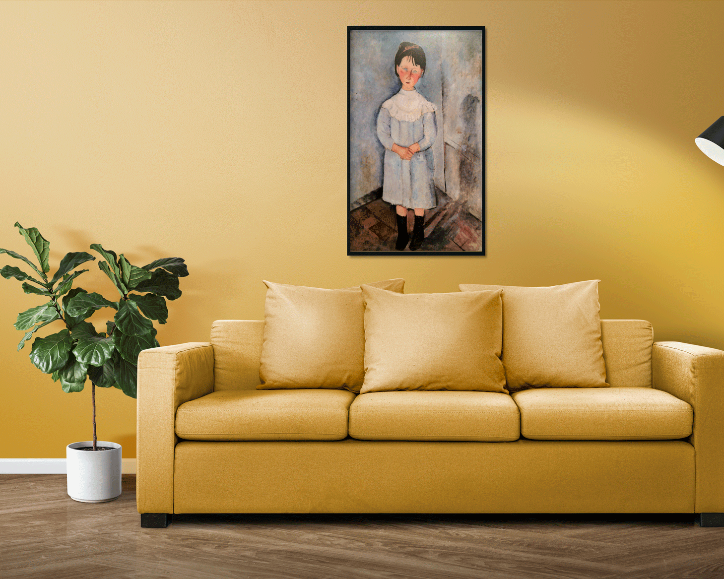 Little girl in blue Painting - Meri Deewar 2 : 3 Vertical Premium Wall Art Canvas by MeriDeewar