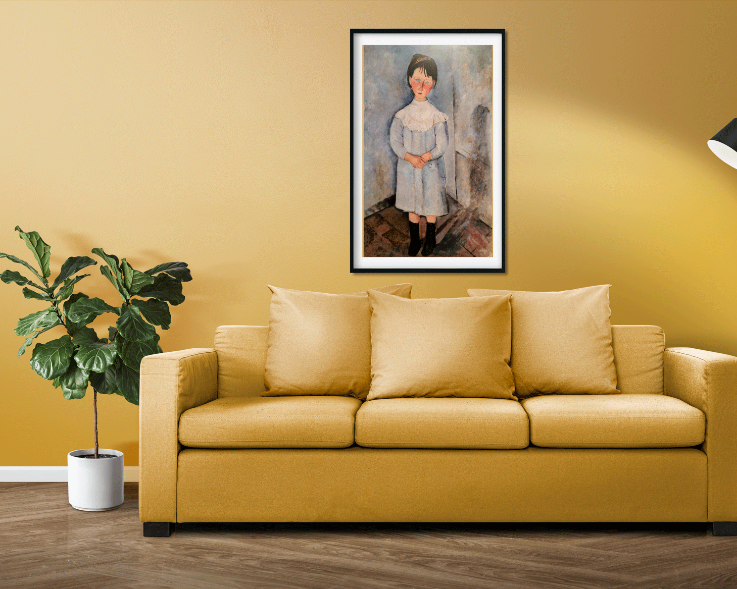 Little girl in blue Painting - Meri Deewar 2 : 3 Vertical Premium Wall Art Canvas by MeriDeewar