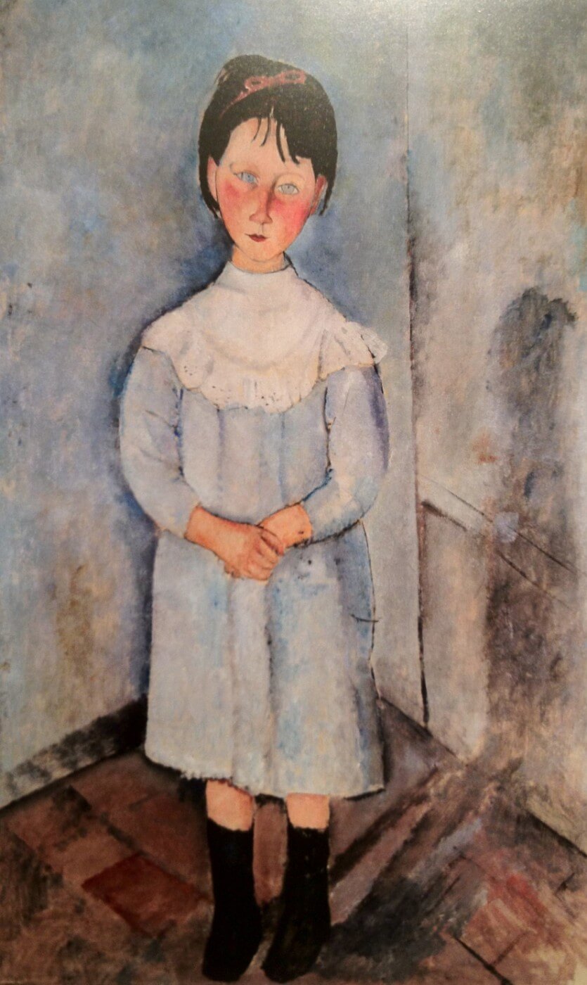 Little girl in blue Painting - Meri Deewar 2 : 3 Vertical Premium Wall Art Canvas by MeriDeewar