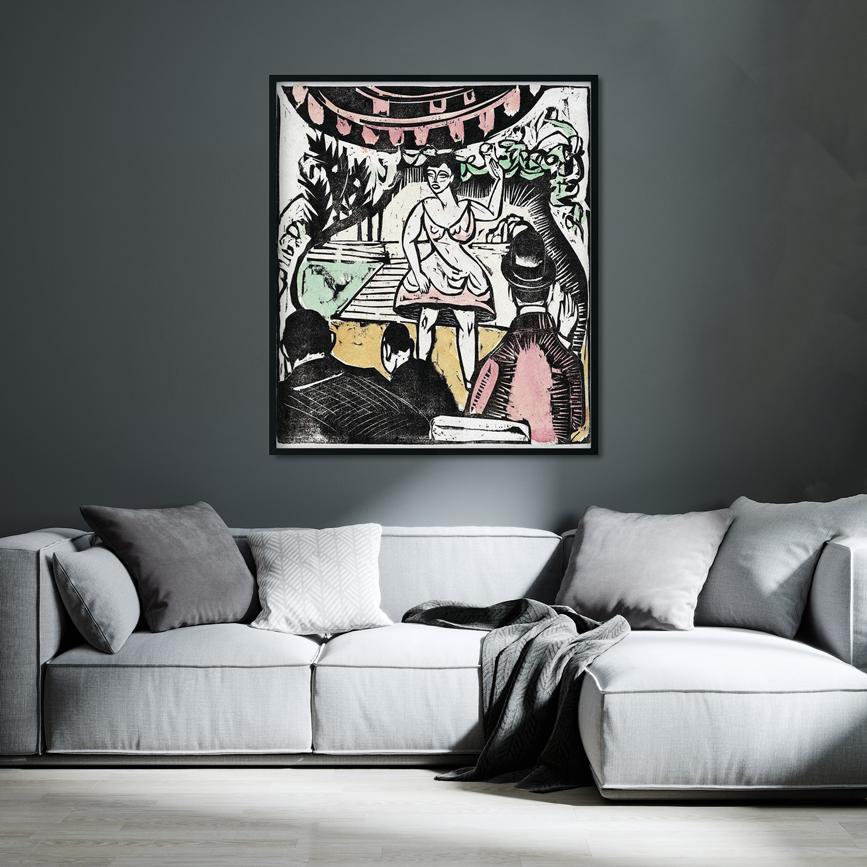 Little Variety Act with Singer Painting - MeriDeewar 1 : 1 Square Premium Wall Art Canvas by MeriDeewar