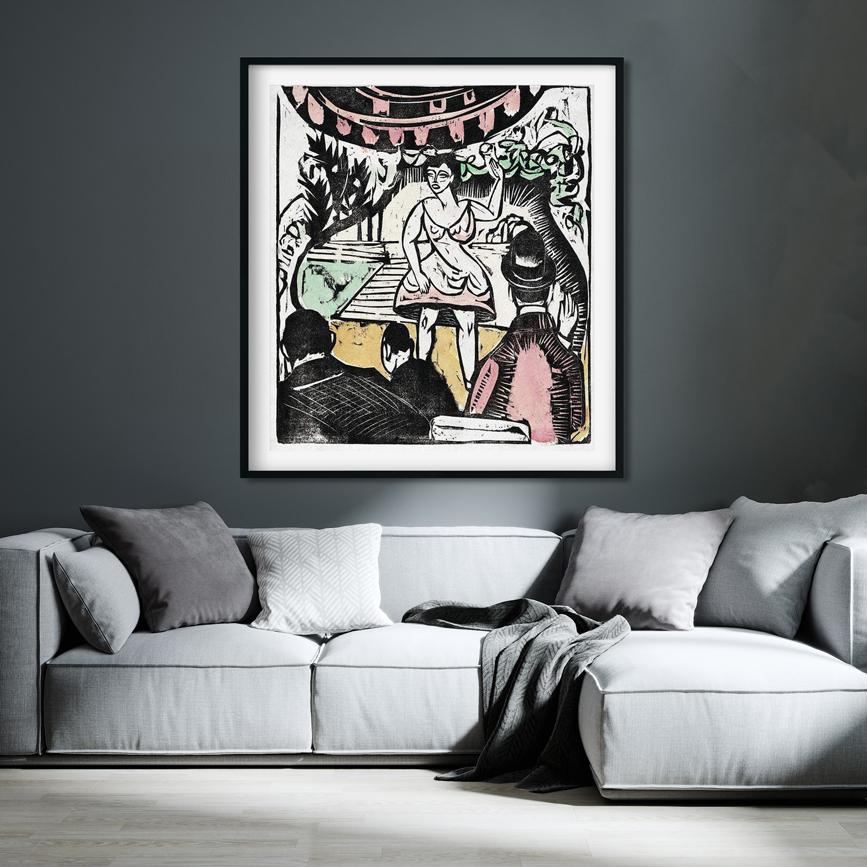 Little Variety Act with Singer Painting - MeriDeewar 1 : 1 Square Premium Wall Art Canvas by MeriDeewar