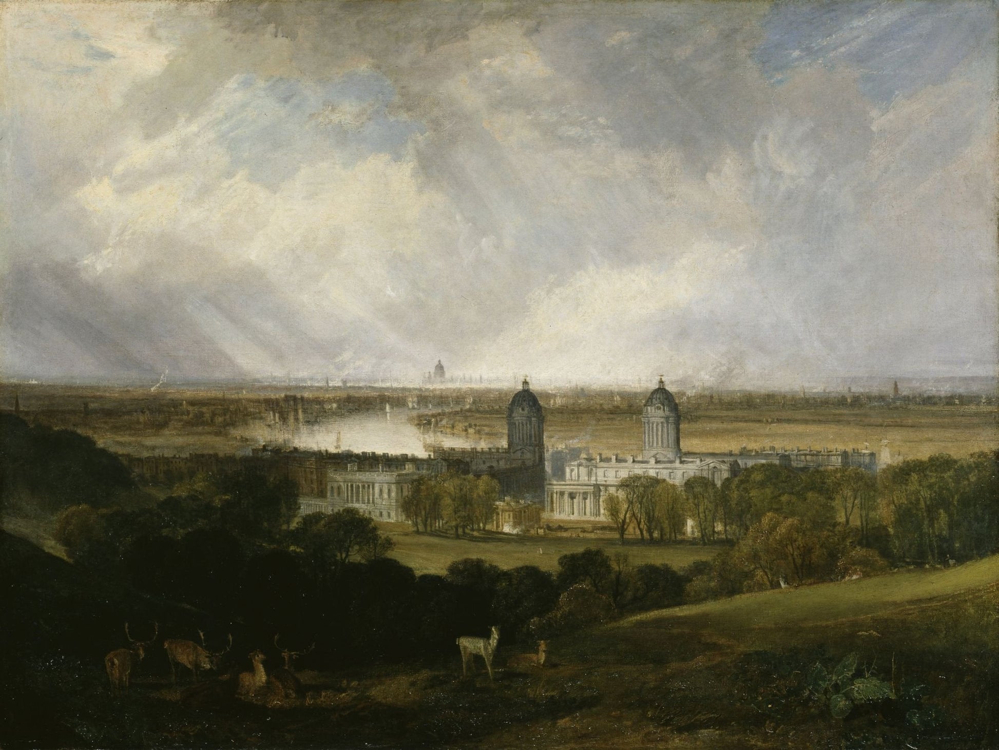 London from Greenwich Park Painting - Meri Deewar 4 : 3 Horizontal Premium Wall Art Canvas by MeriDeewar