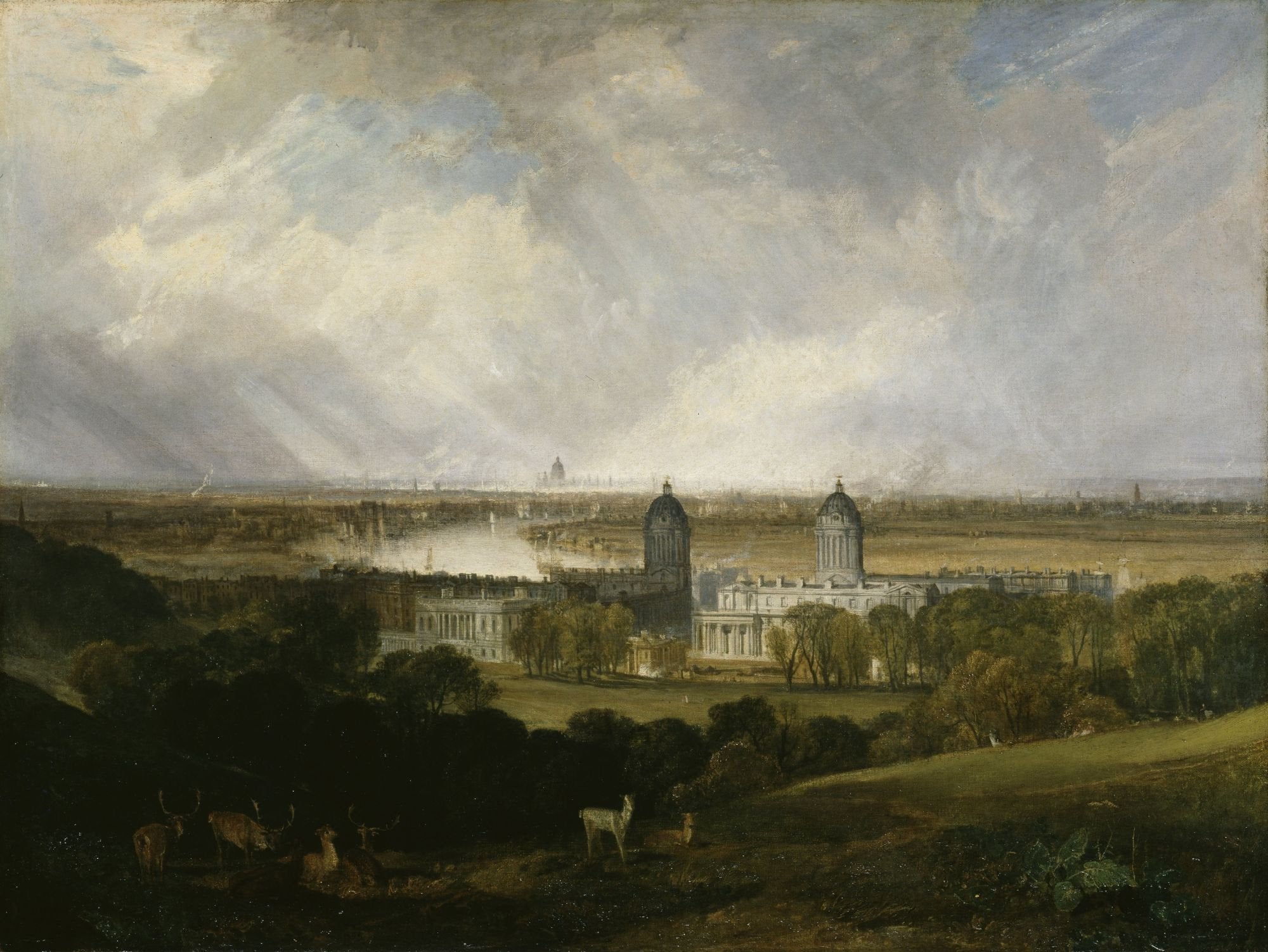 London from Greenwich Park Painting - Meri Deewar 4 : 3 Horizontal Premium Wall Art Canvas by MeriDeewar