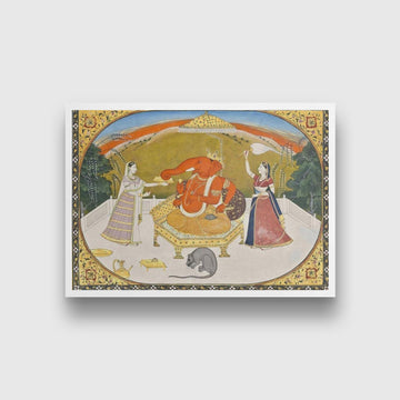 Lord Ganesh With Devotees Painting - Meri Deewar 3 : 2 Horizontal Premium Wall Art Canvas by MeriDeewar