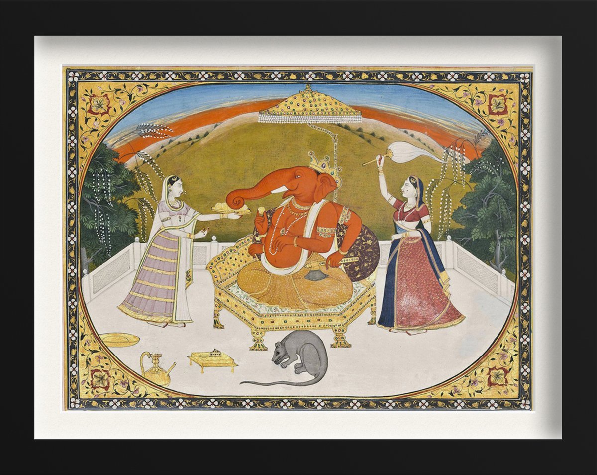 Lord Ganesh With Devotees Painting - Meri Deewar 3 : 2 Horizontal Premium Wall Art Canvas by MeriDeewar