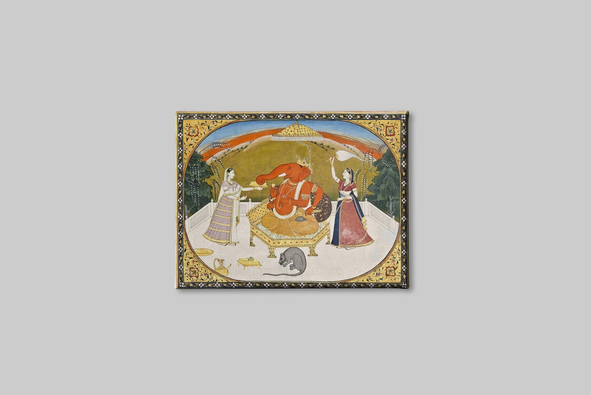 Lord Ganesh With Devotees Painting - Meri Deewar 3 : 2 Horizontal Premium Wall Art Canvas by MeriDeewar