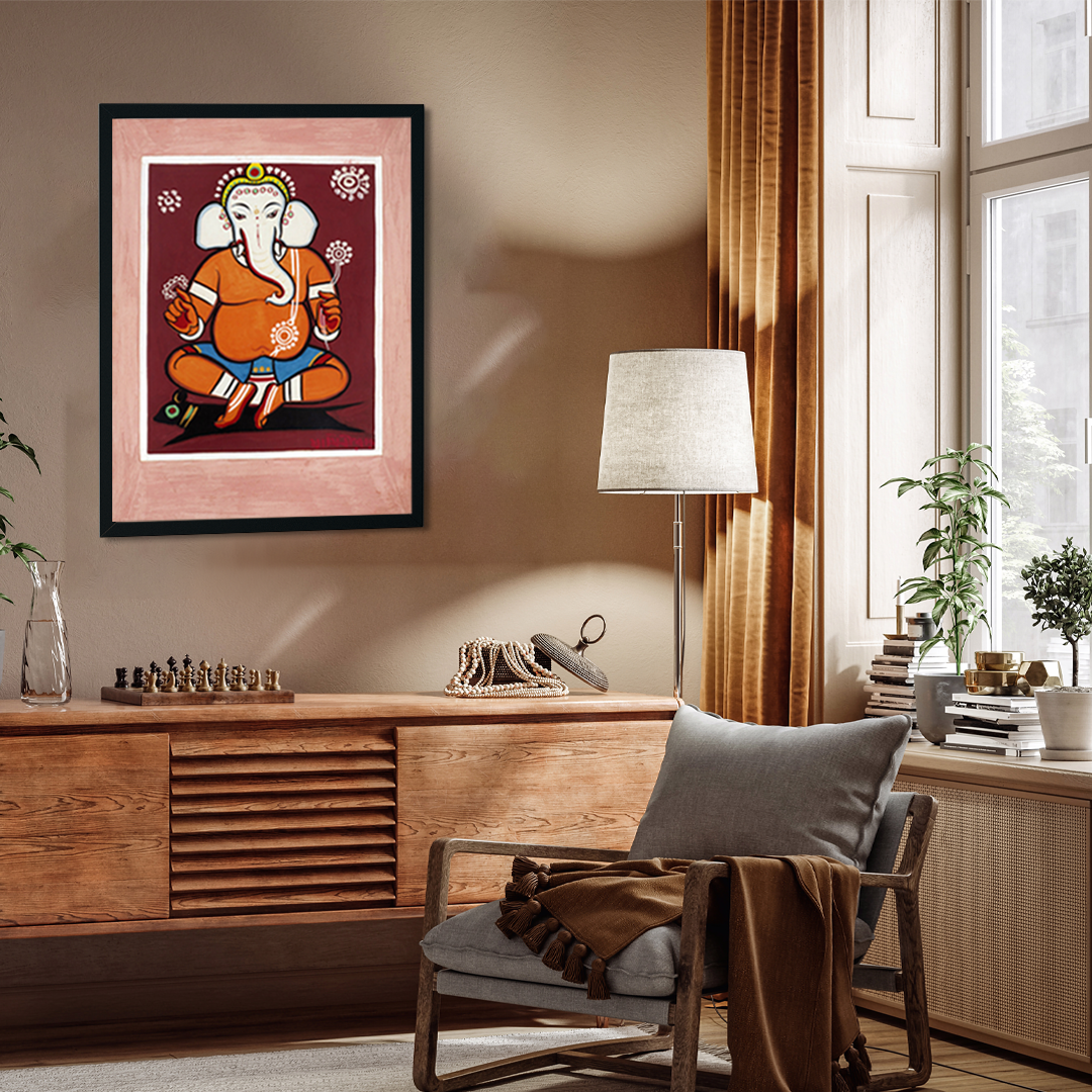 Lord Ganesha Painting 3 : 4 Vertical Premium Wall Art Canvas by MeriDeewar