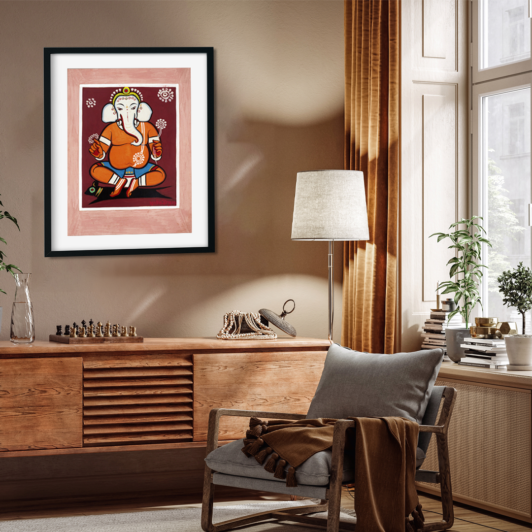 Lord Ganesha Painting 3 : 4 Vertical Premium Wall Art Canvas by MeriDeewar