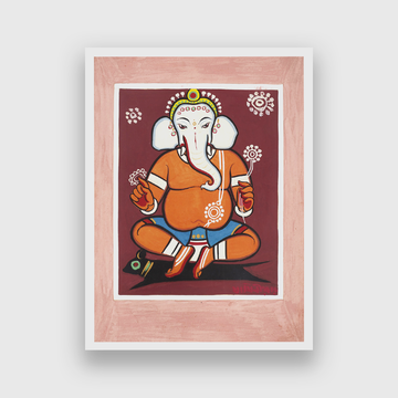 Lord Ganesha Painting 3 : 4 Vertical Premium Wall Art Canvas by MeriDeewar